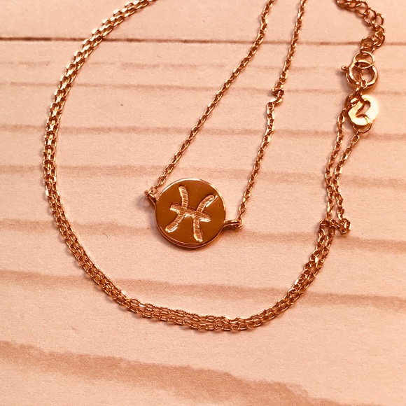 Sterling Silver Pisces Necklace Rose Gold Plated - Picture 5 of 8